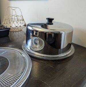 Vintage Chrome & Glass Cake Keeper